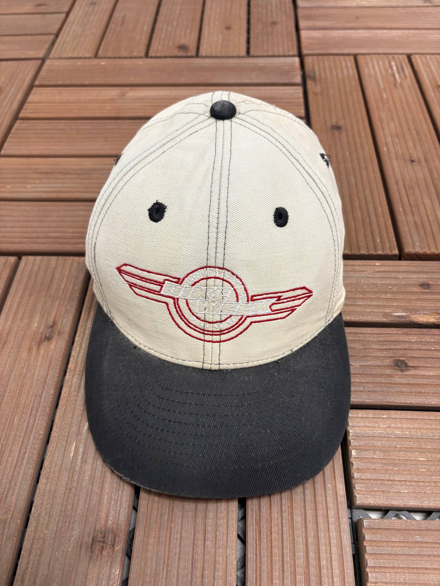 Daytona Beach Bike Week 2000 Graphic Hat | Metal Clasp | Vintage 2000s Motorcycle Beige Cap |