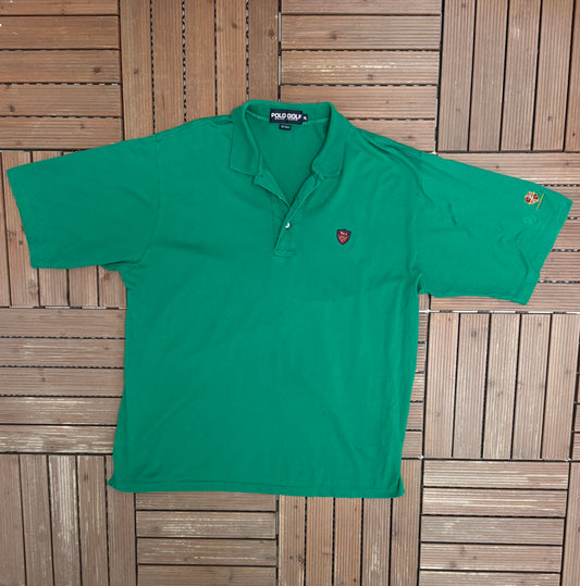 Polo Golf Ralph Lauren Graphic Tee | Size X-Large | Vintage 1990s Branded Collared Green T-Shirt |