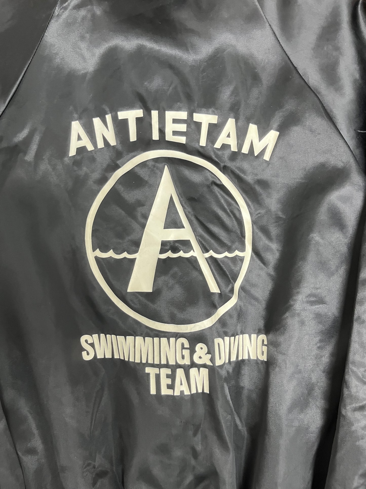 Antietam Swimming & Diving Team Varsity Jacket | Size Small | Vintage 1990s Black Varsity Bomber Coat |