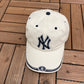 New York Yankees Graphic Hat | Strap Back | Vintage 2000s MLB Baseball White Cap |