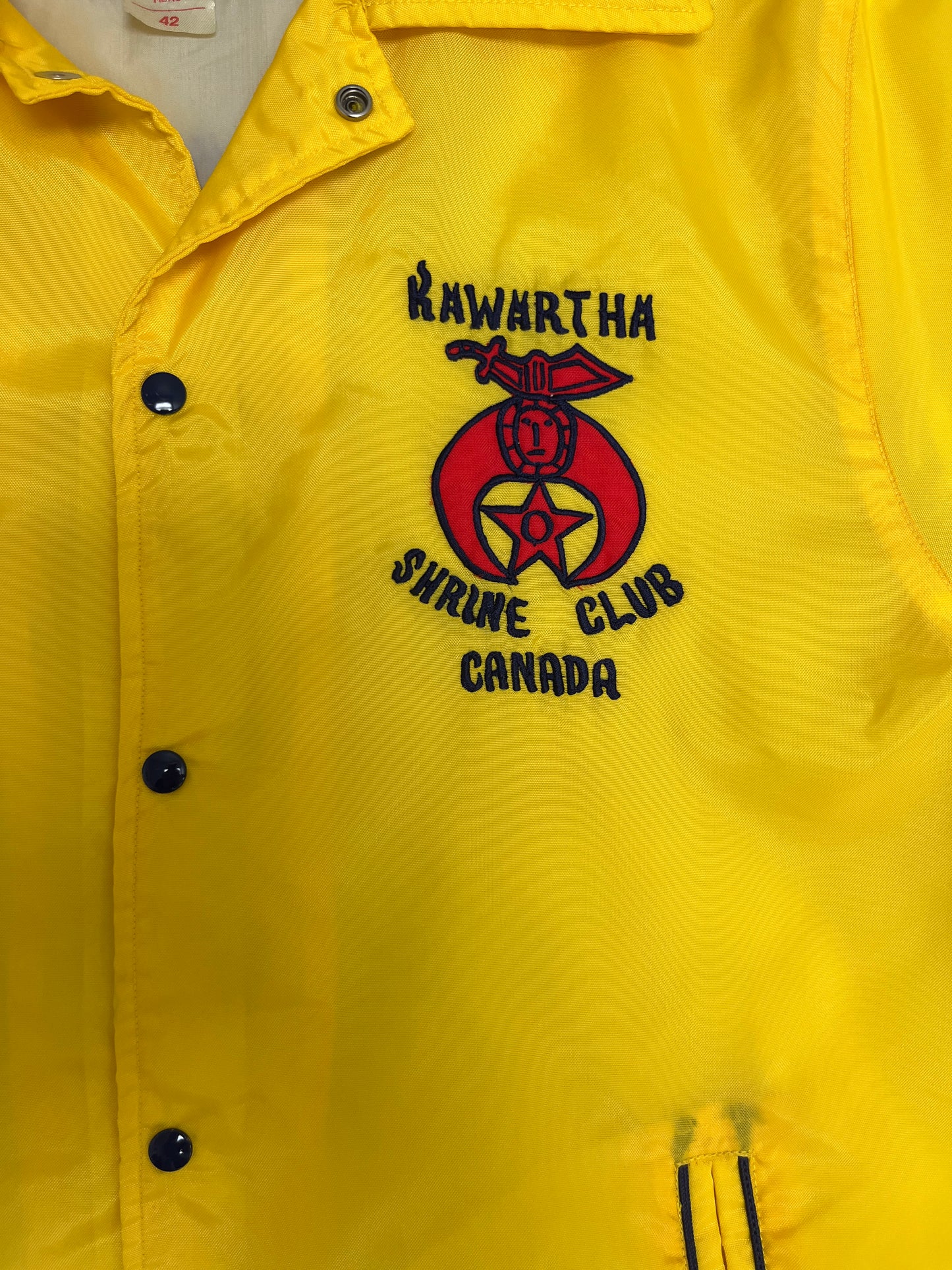 Kawartha Shrine Club Varsity Jacket | Size Large | Vintage 1980s Yellow Varsity Coat |