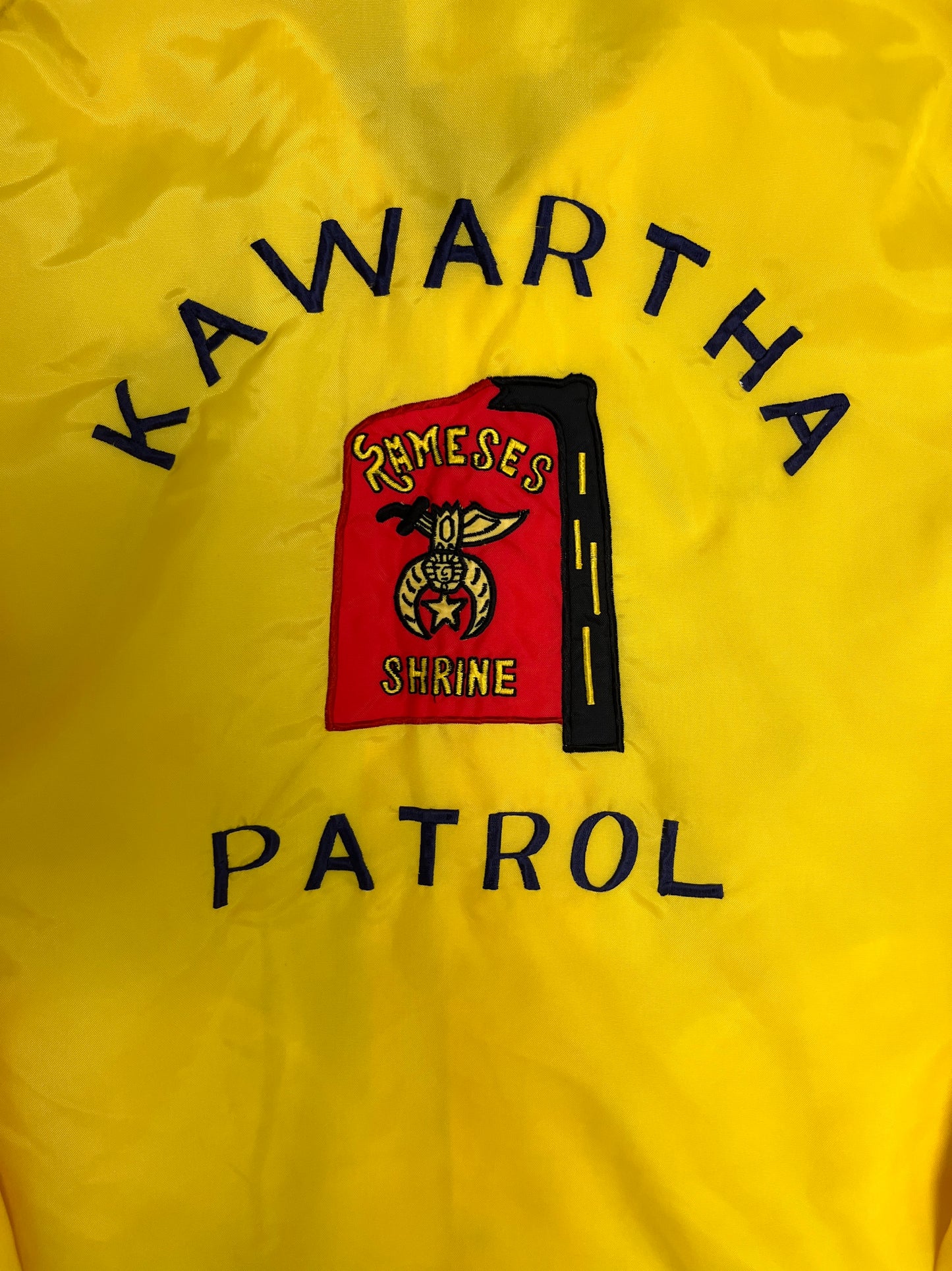 Kawartha Shrine Club Varsity Jacket | Size Large | Vintage 1980s Yellow Varsity Coat |