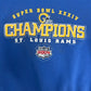 St. Louis Rams Super Bowl XXXIV Champions Graphic Crewneck | Size X-Large | Vintage 2000s NFL Football Blue Sweater |
