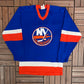New York Islanders Stitched Hockey Jersey | Size Small | Vintage 1980s NHL Hockey Blue Jersey |