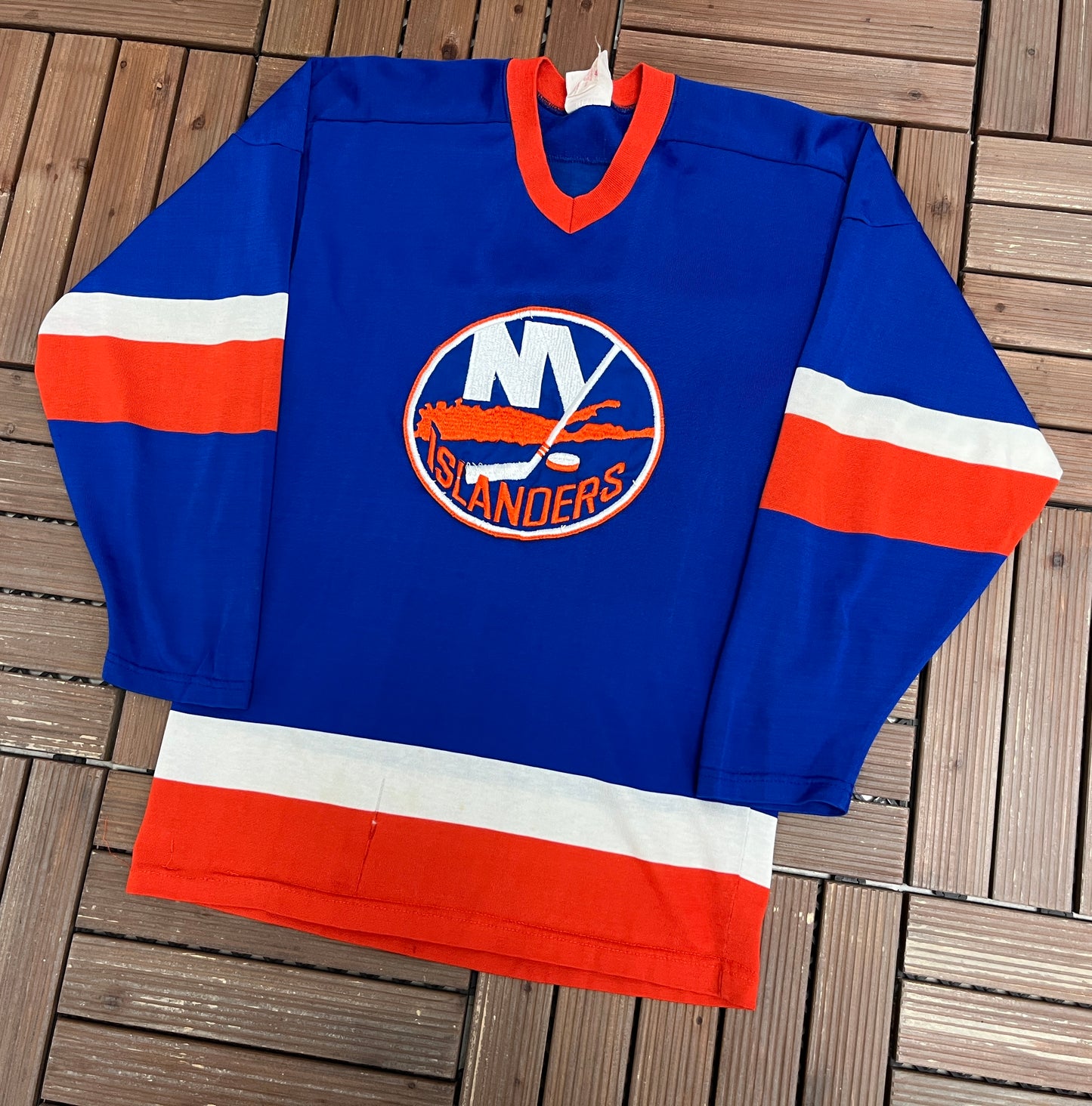 New York Islanders Stitched Hockey Jersey | Size Small | Vintage 1980s NHL Hockey Blue Jersey |