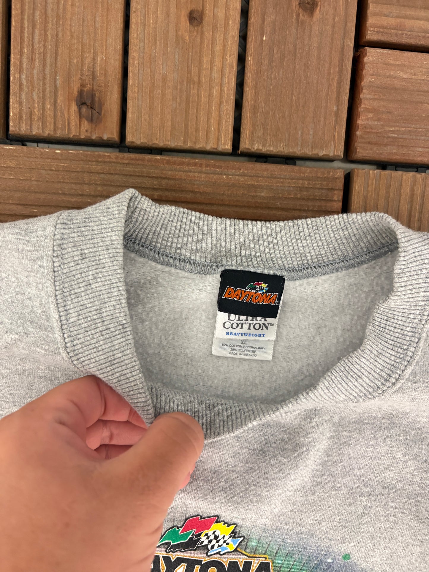 Daytona 500 2004 Disney Graphic Crewneck | Size X-Large | Vintage 2000s NASCAR Racing Grey Sweater |