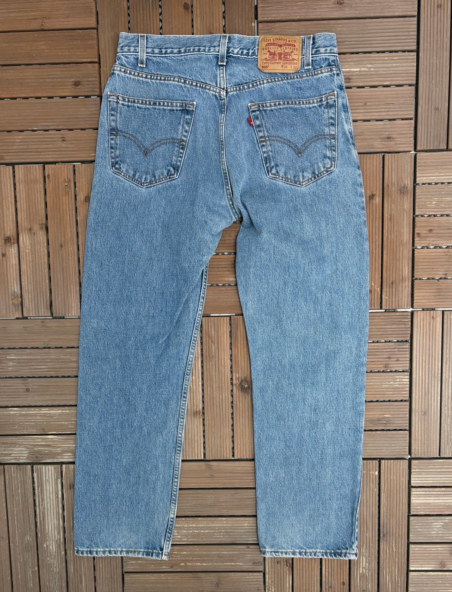Levi Strauss & Co 505 Regular Fit Blue Denim Jeans | Size 34 x 30 | Vintage 2000s Levi's Blue Jeans |
