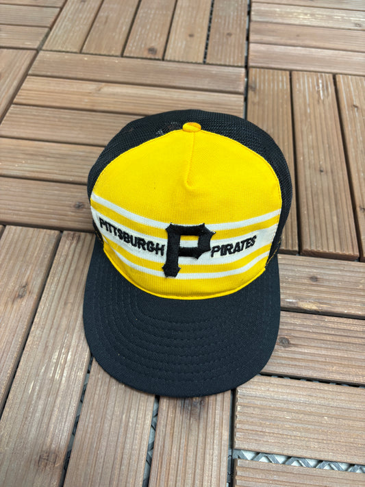 Pittsburgh Pirates Stitched Hat | Snap Back | Vintage 1980s MLB Baseball Black Cap |