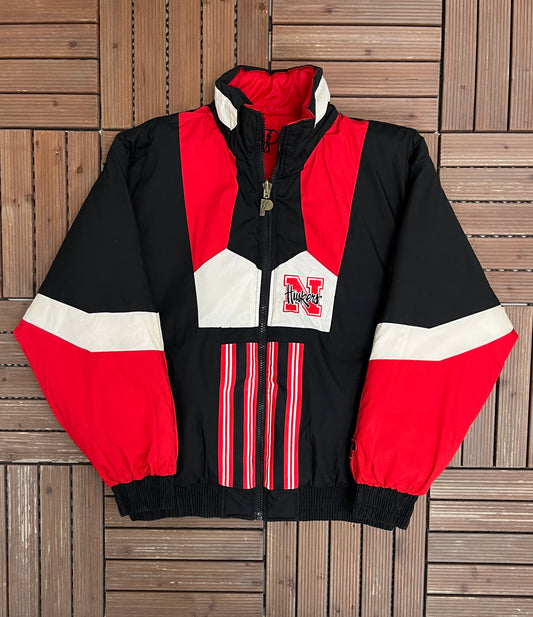 Nebraksa Cornhuskers Reversible Puffer Jacket | Size Large | Vintage 1990s College Sports Black Jacket |