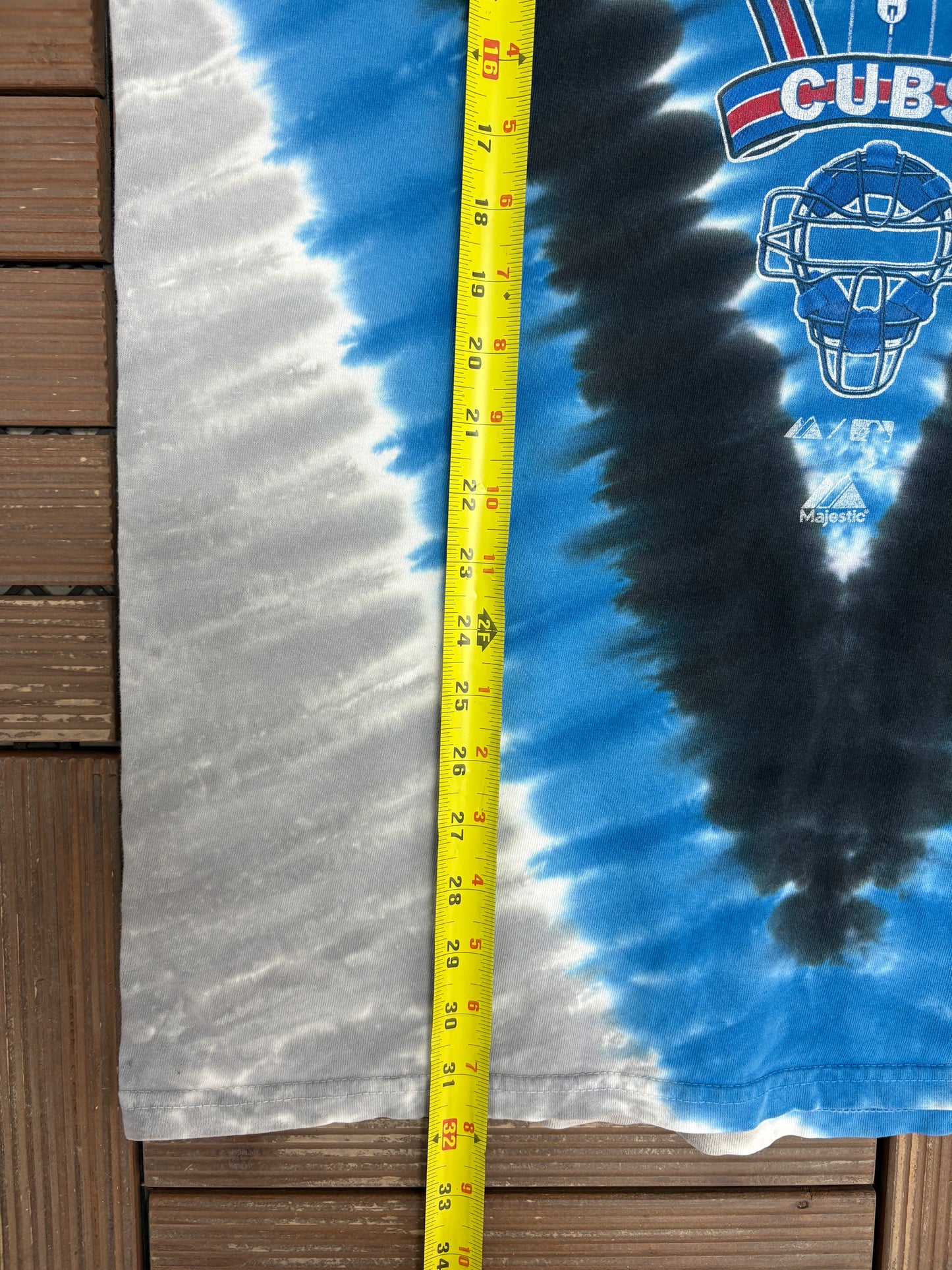 Chicago Cubs Graphic Tee | Size X-Large | Vintage 2000s MLB Baseball Tie Dye Blue T-Shirt |