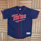 Minnesota Twins Joe Mauer Baseball Jersey | Size Large | Vintage 2000s MLB Baseball Blue Jersey |