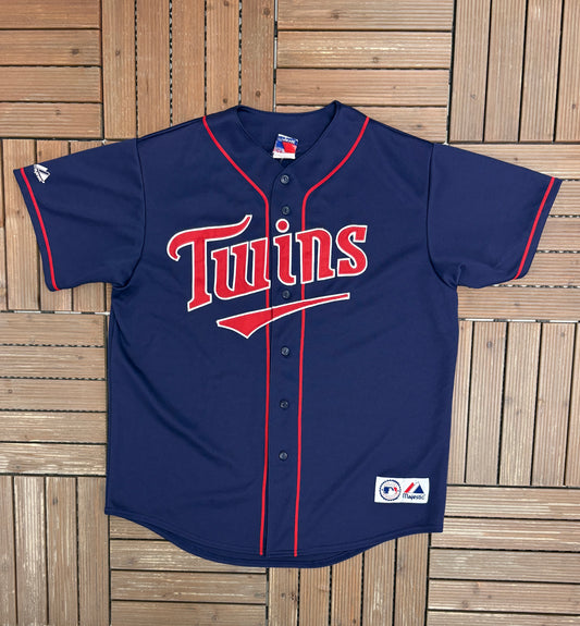 Minnesota Twins Joe Mauer Baseball Jersey | Size Large | Vintage 2000s MLB Baseball Blue Jersey |