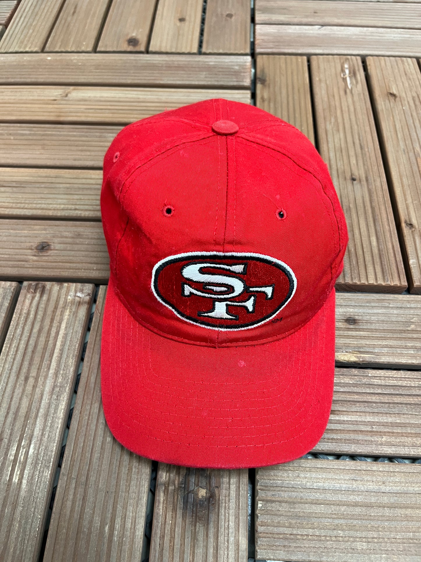 San Francisco 49ers Graphic Hat | Snap Back | Vintage 1990s NFL Football Starter Red Cap |