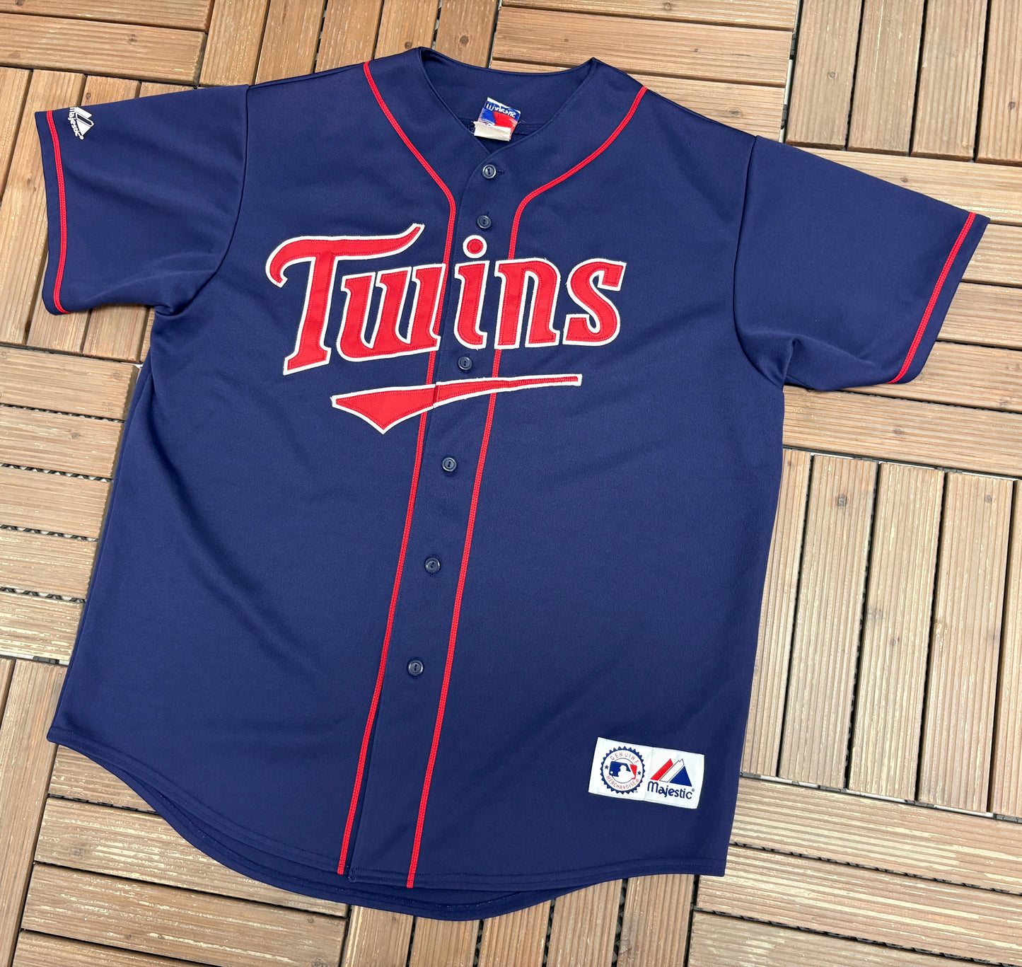 Minnesota Twins Joe Mauer Baseball Jersey | Size Large | Vintage 2000s MLB Baseball Blue Jersey |