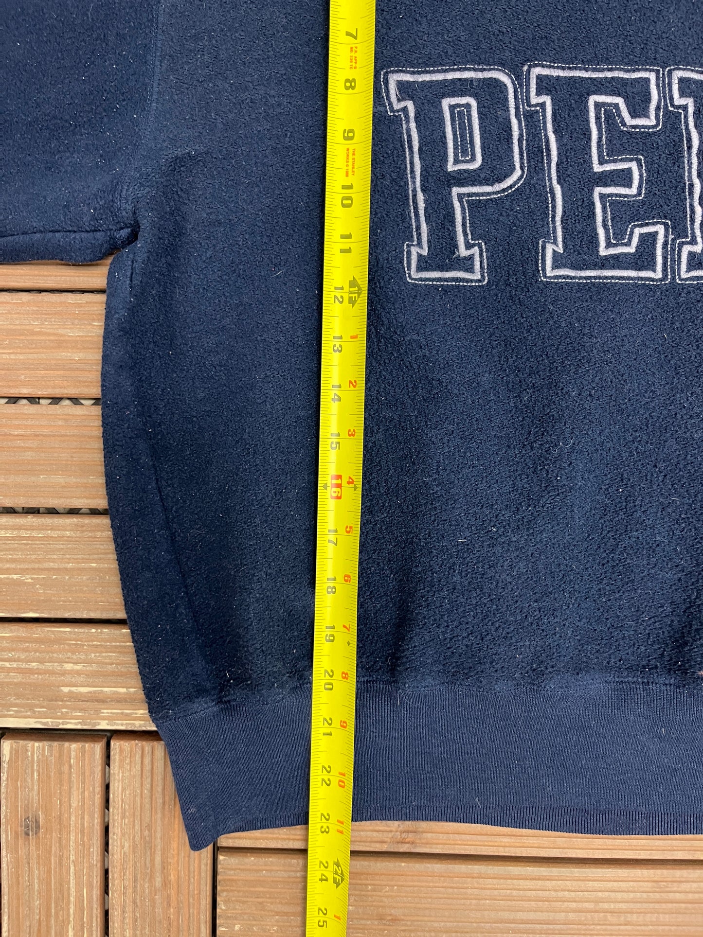 Pepsi Embroidered Fleece Graphic Crewneck | Size Large | Vintage 1990s Promotional Drink Blue Sweater |