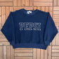 Pepsi Embroidered Fleece Graphic Crewneck | Size Large | Vintage 1990s Promotional Drink Blue Sweater |