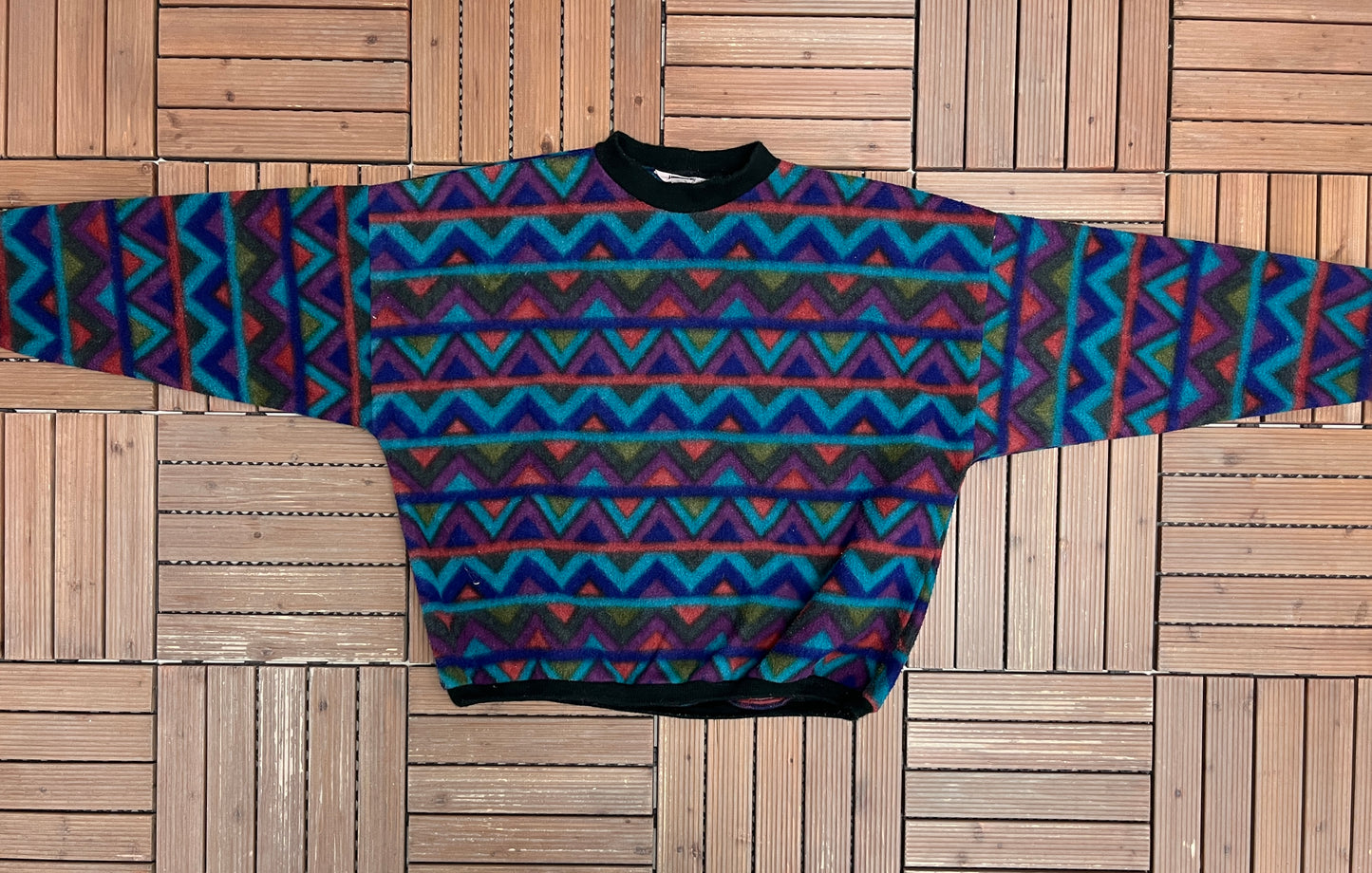 Unionbay Colourful Abstract Fleece Crewneck | Size X-Large | Vintage 1990s Union Bay Colourful Sweater | Made in USA |