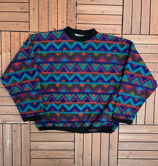 Unionbay Colourful Abstract Fleece Crewneck | Size X-Large | Vintage 1990s Union Bay Colourful Sweater | Made in USA |