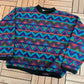 Unionbay Colourful Abstract Fleece Crewneck | Size X-Large | Vintage 1990s Union Bay Colourful Sweater | Made in USA |