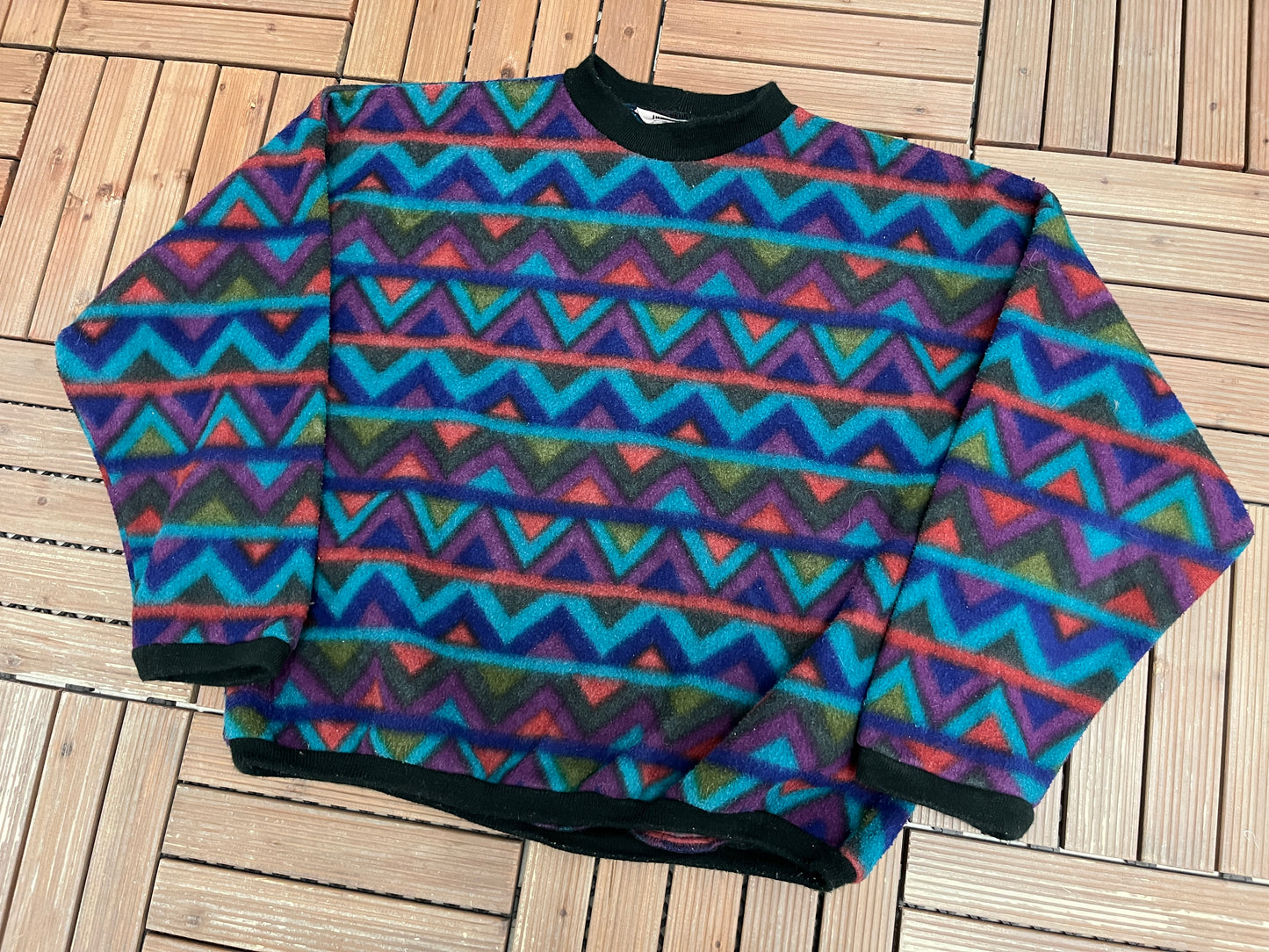 Unionbay Colourful Abstract Fleece Crewneck | Size X-Large | Vintage 1990s Union Bay Colourful Sweater | Made in USA |