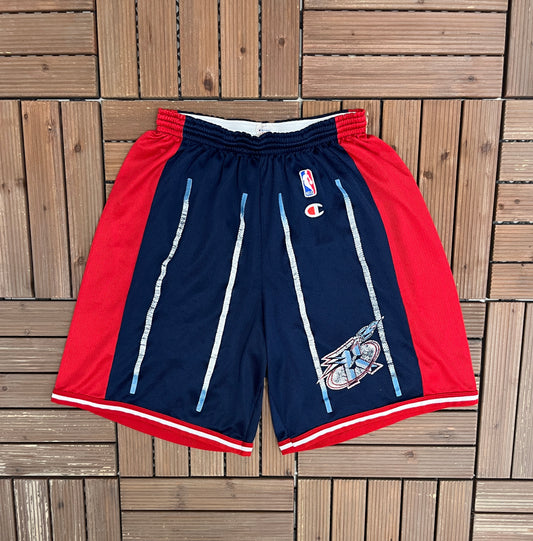 Houston Rockets Champion Graphic Shorts | Size Large | Vintage 1990s NBA Basketball Blue Shorts |