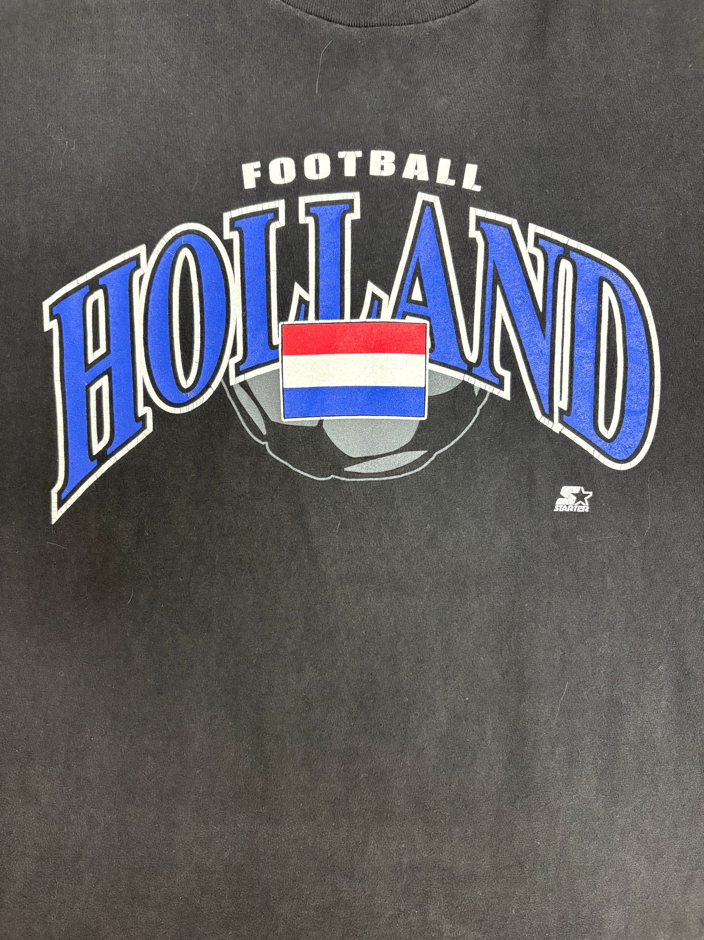 Netherlands National Football Team Graphic Tee | Size X-Large | Vintage 1990s Starter Soccer Black T-Shirt |