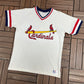 St. Louis Cardinals Graphic Jersey | Size Large | Vintage 1980s MLB Baseball White Jersey |