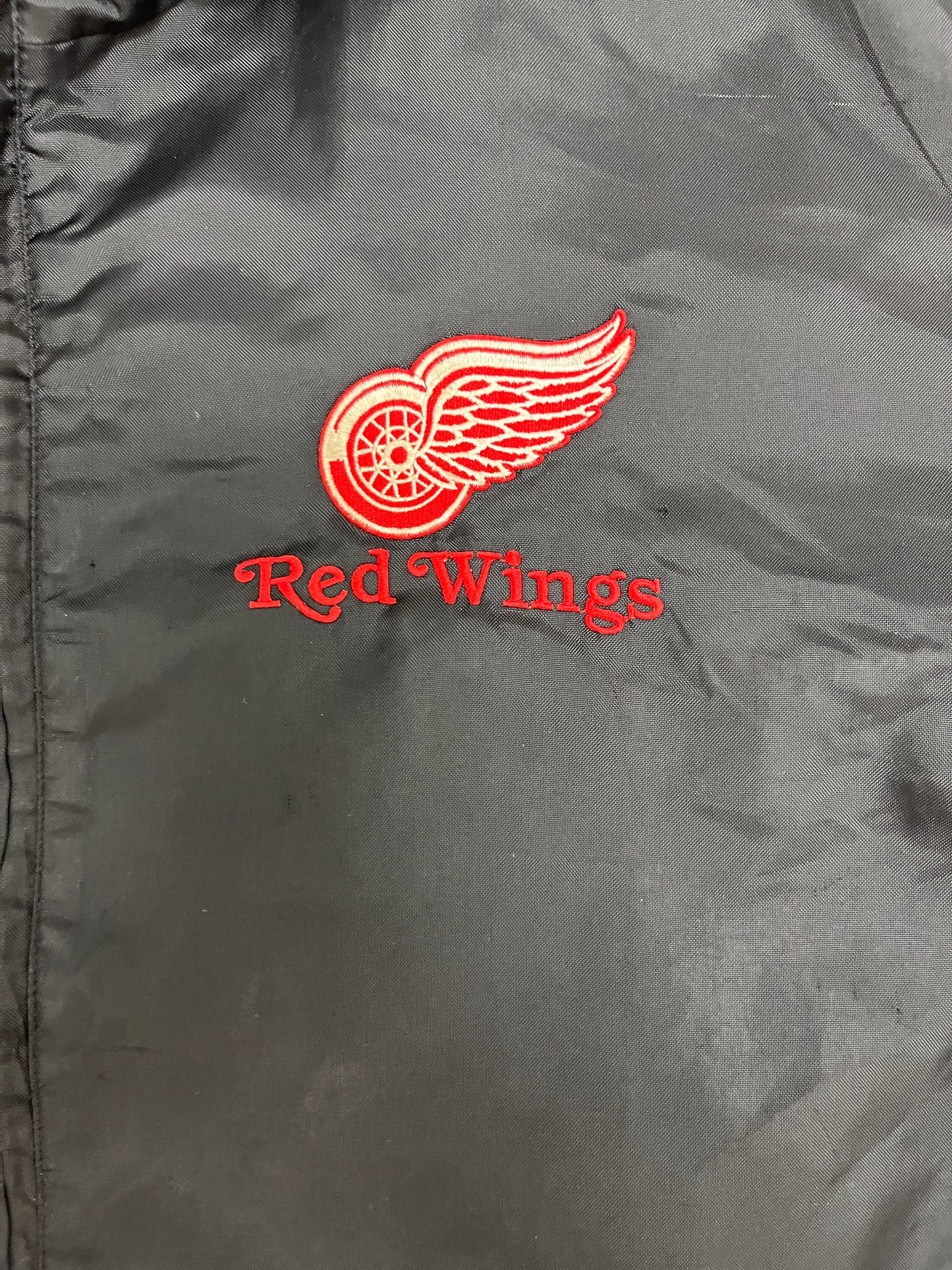 Detroit Red Wings Graphic Windbreaker | Size X-Large | Vintage 2000s NHL Hockey Black Jacket |