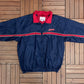 Cleveland Indians Stitched Windbreaker | Size X-Large | Vintage 1990s MLB Baseball Blue Jacket |