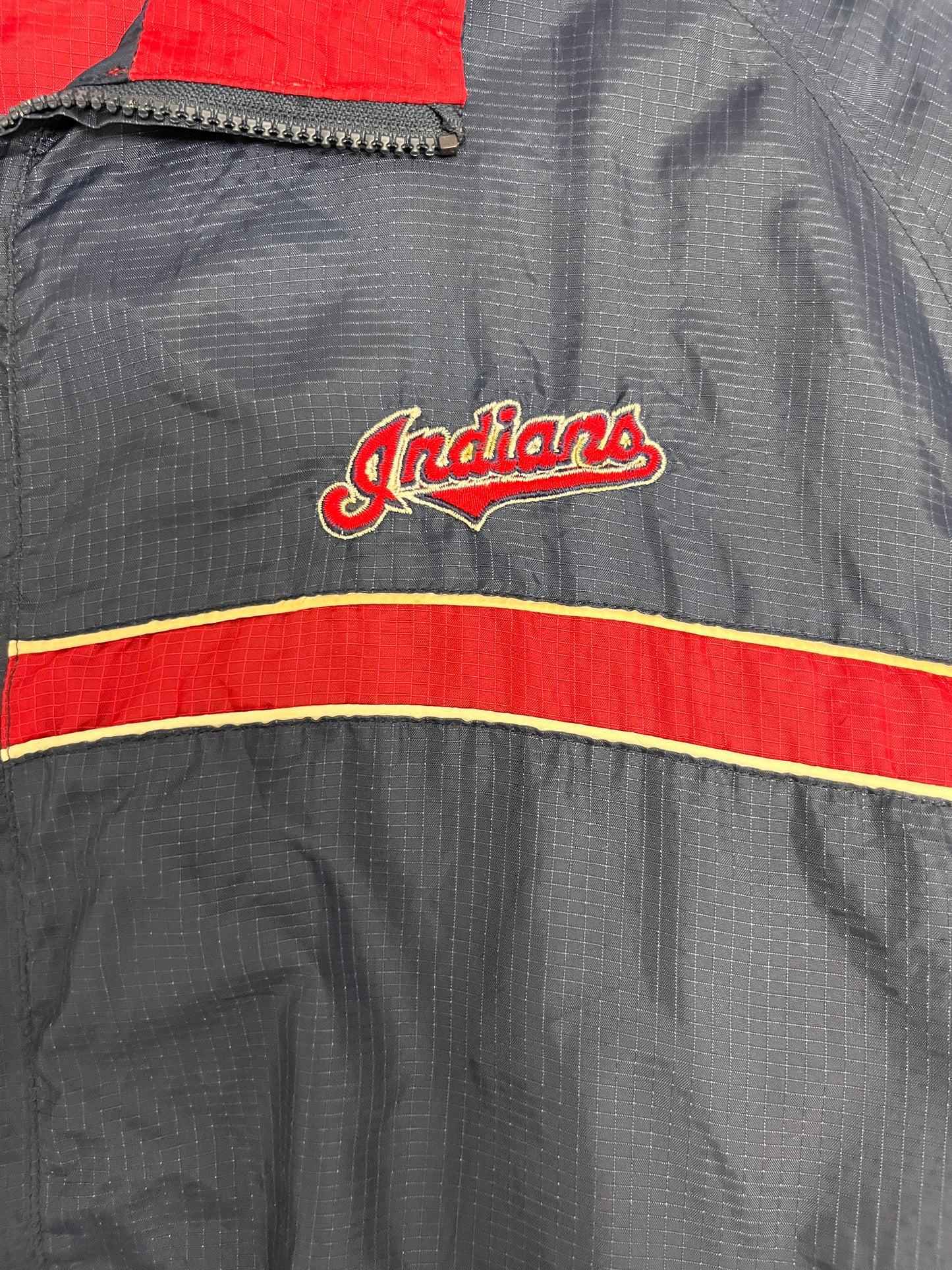 Cleveland Indians Stitched Windbreaker | Size X-Large | Vintage 1990s MLB Baseball Blue Jacket |