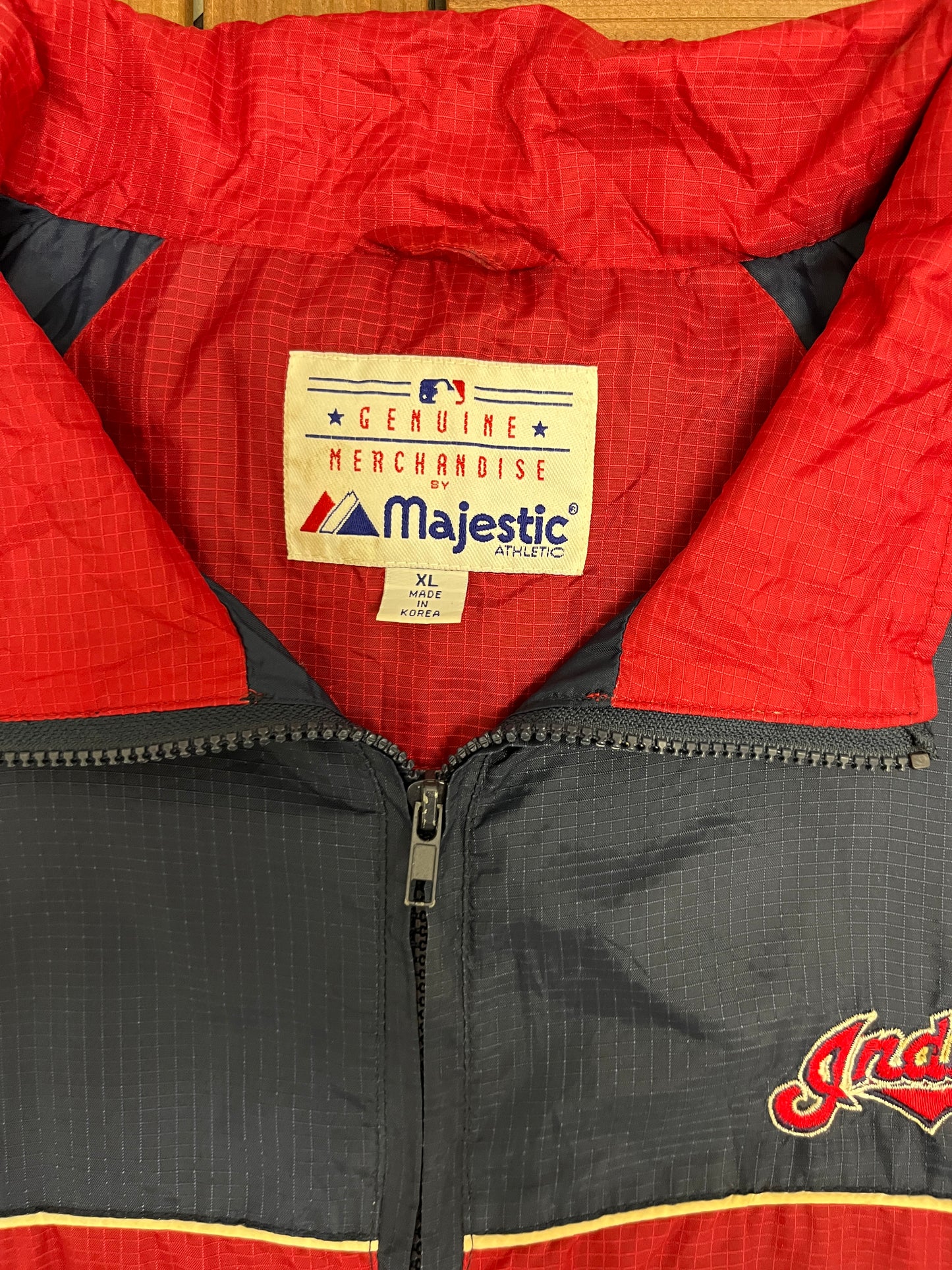 Cleveland Indians Stitched Windbreaker | Size X-Large | Vintage 1990s MLB Baseball Blue Jacket |