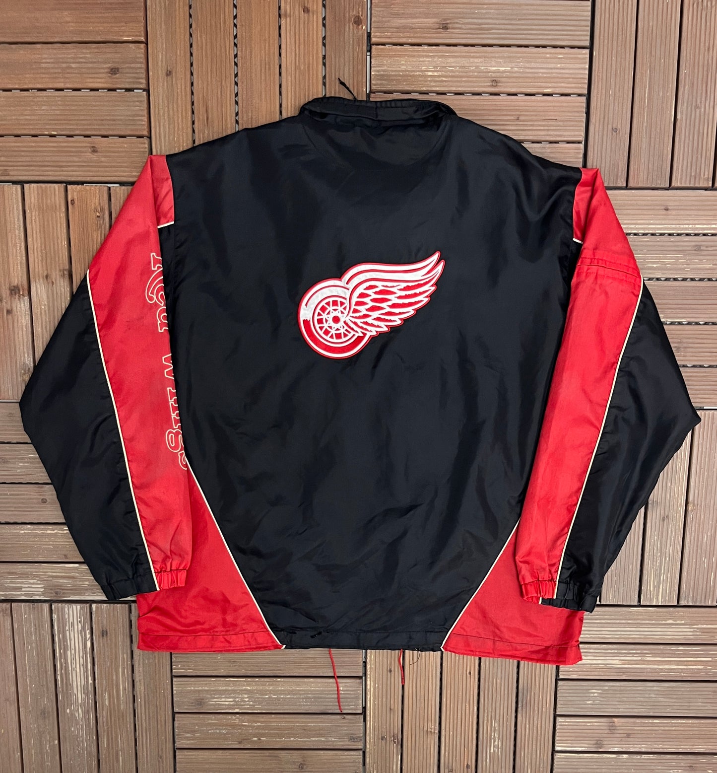 Detroit Red Wings Graphic Windbreaker | Size X-Large | Vintage 2000s NHL Hockey Black Jacket |