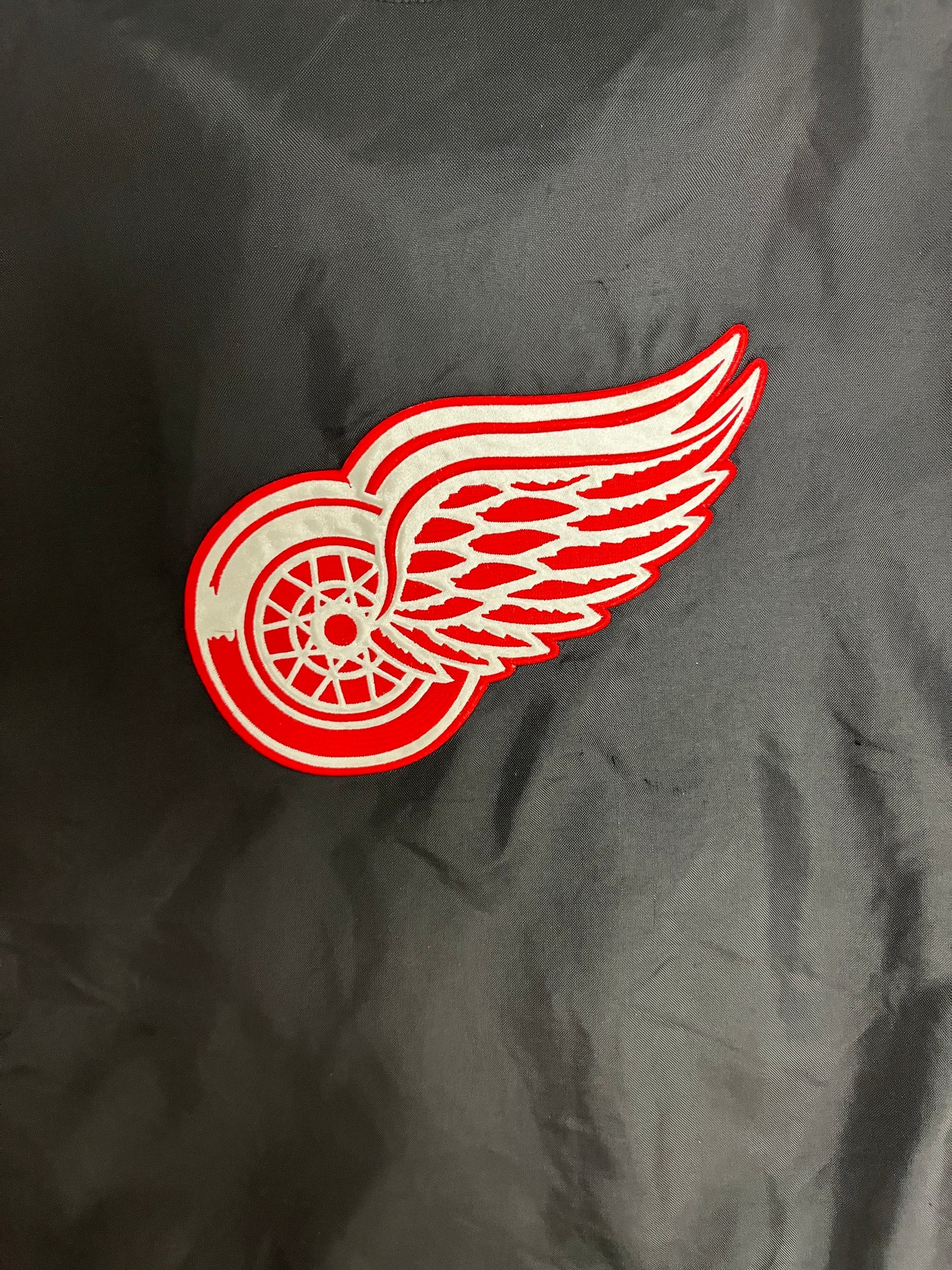 Detroit Red Wings Graphic Windbreaker | Size X-Large | Vintage 2000s NHL Hockey Black Jacket |