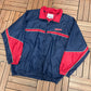 Cleveland Indians Stitched Windbreaker | Size X-Large | Vintage 1990s MLB Baseball Blue Jacket |