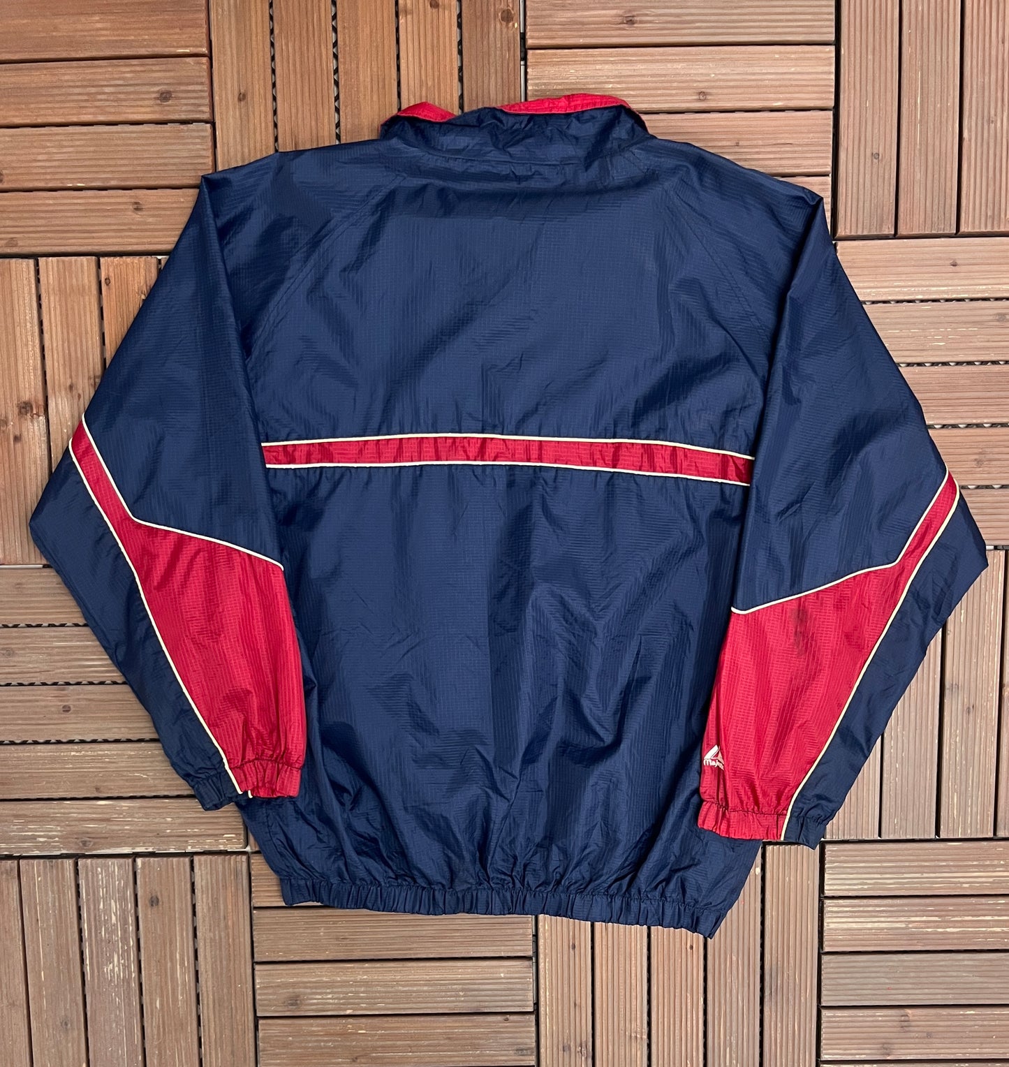 Cleveland Indians Stitched Windbreaker | Size X-Large | Vintage 1990s MLB Baseball Blue Jacket |