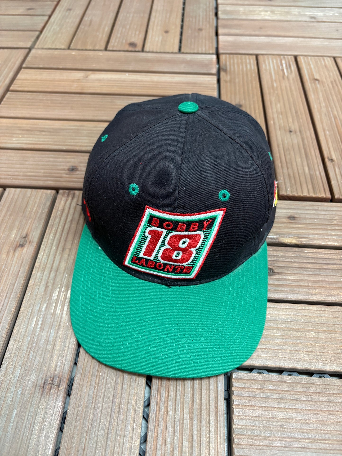 Bobby Labonte Joe Gibbs Racing Graphic Hat | Snap Back | Vintage 2000s NASCAR Racing Black Cap |