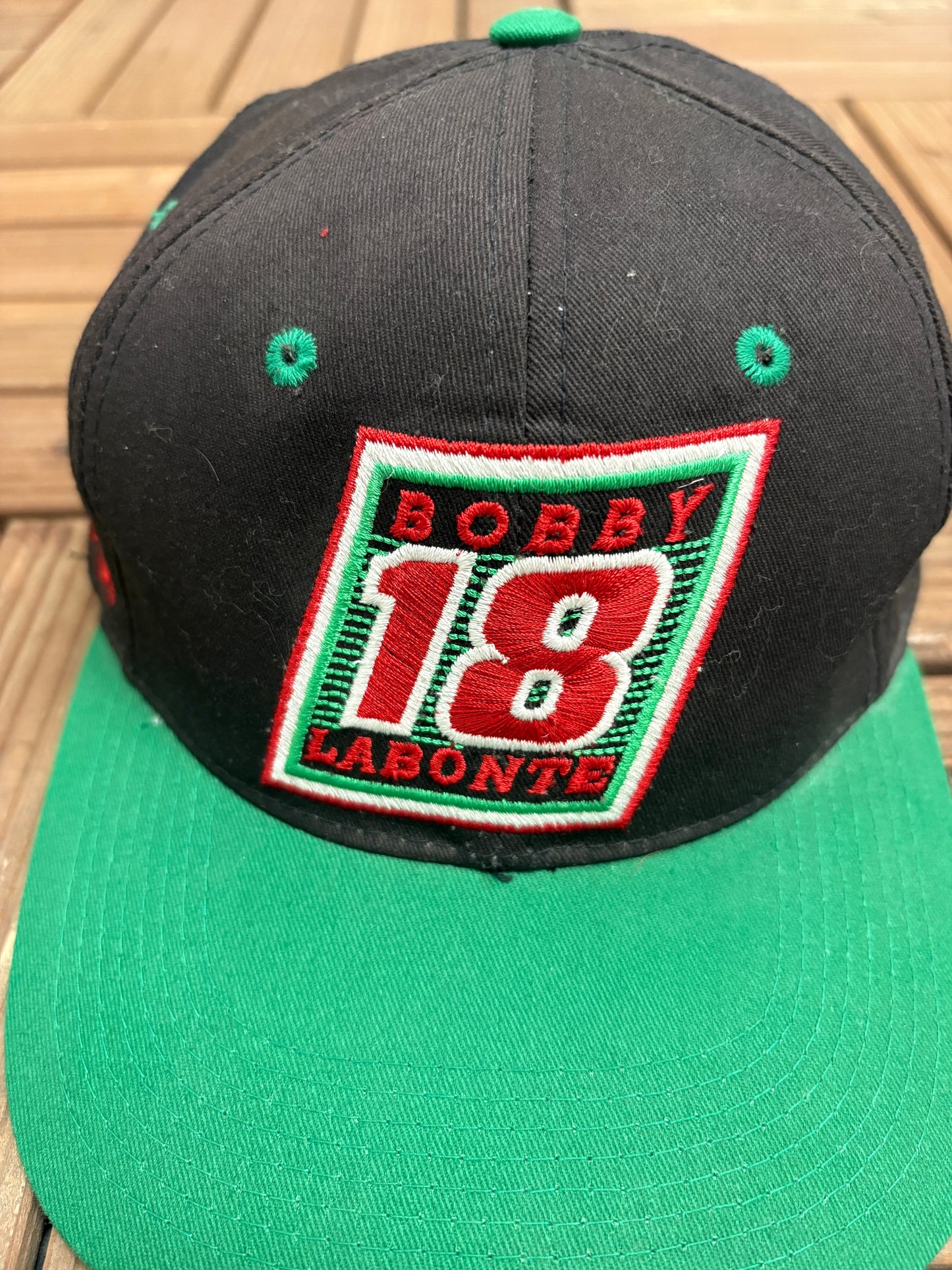 Bobby Labonte Joe Gibbs Racing Graphic Hat | Snap Back | Vintage 2000s NASCAR Racing Black Cap |