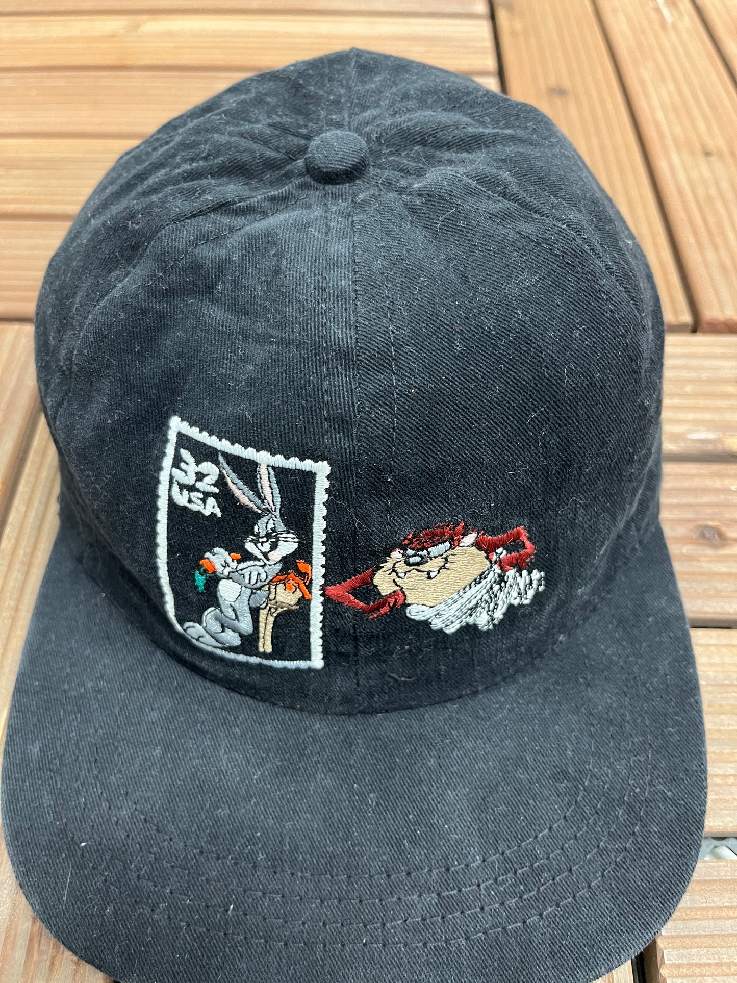 Taz & Bugs Bunny United States Postal Service Graphic Hat | Snap Back | Vintage 1990s Black Cap |