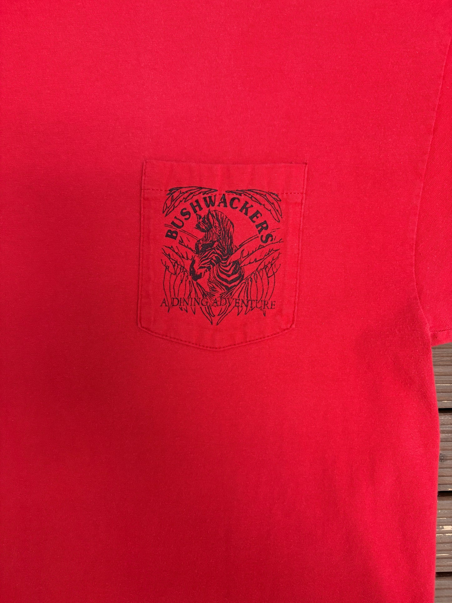 Bushwackers A Dining Adventure Graphic Tee | Size X-Large | Vintage 1990s Promotional Red T-Shirt |