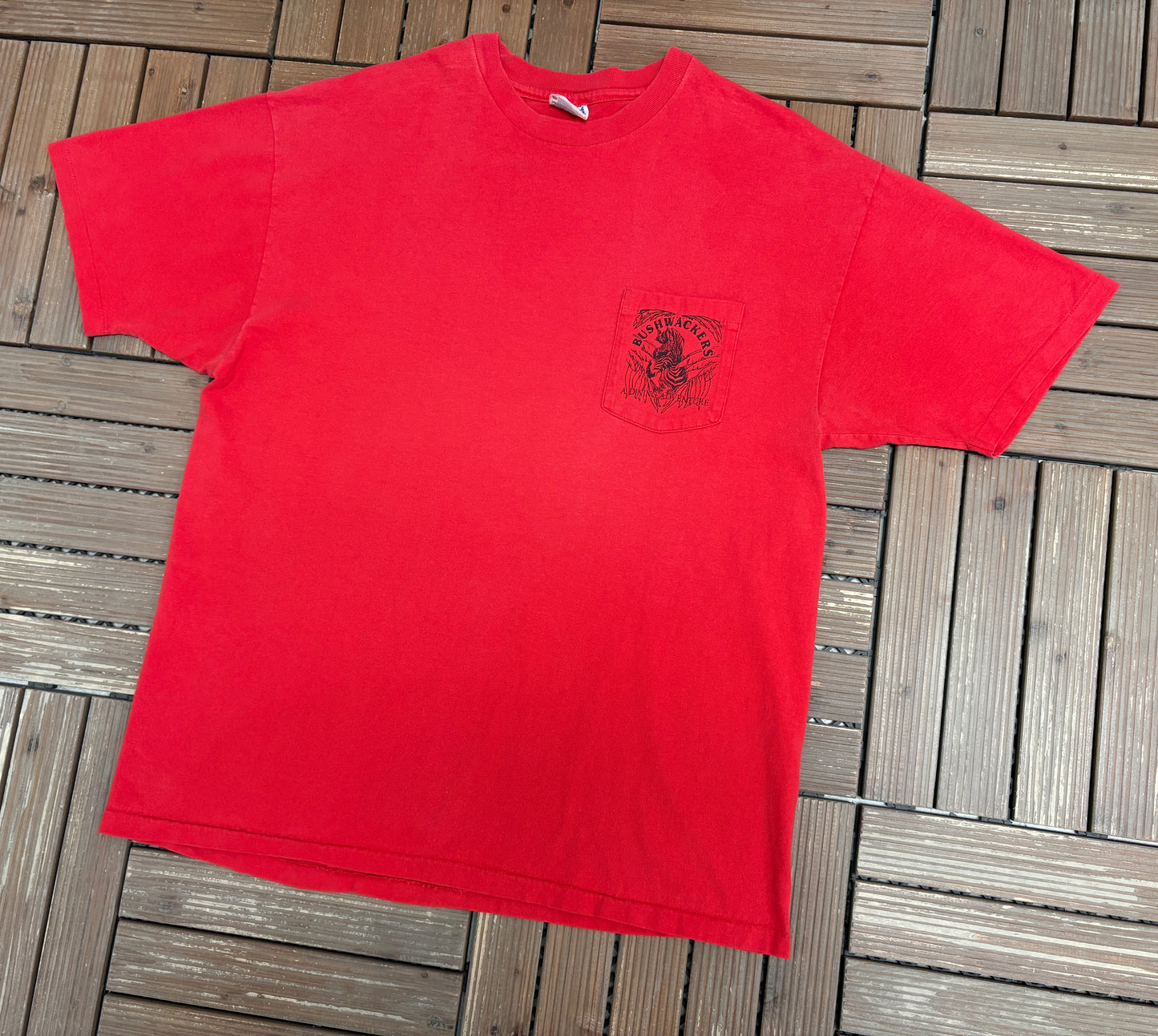 Bushwackers A Dining Adventure Graphic Tee | Size X-Large | Vintage 1990s Promotional Red T-Shirt |