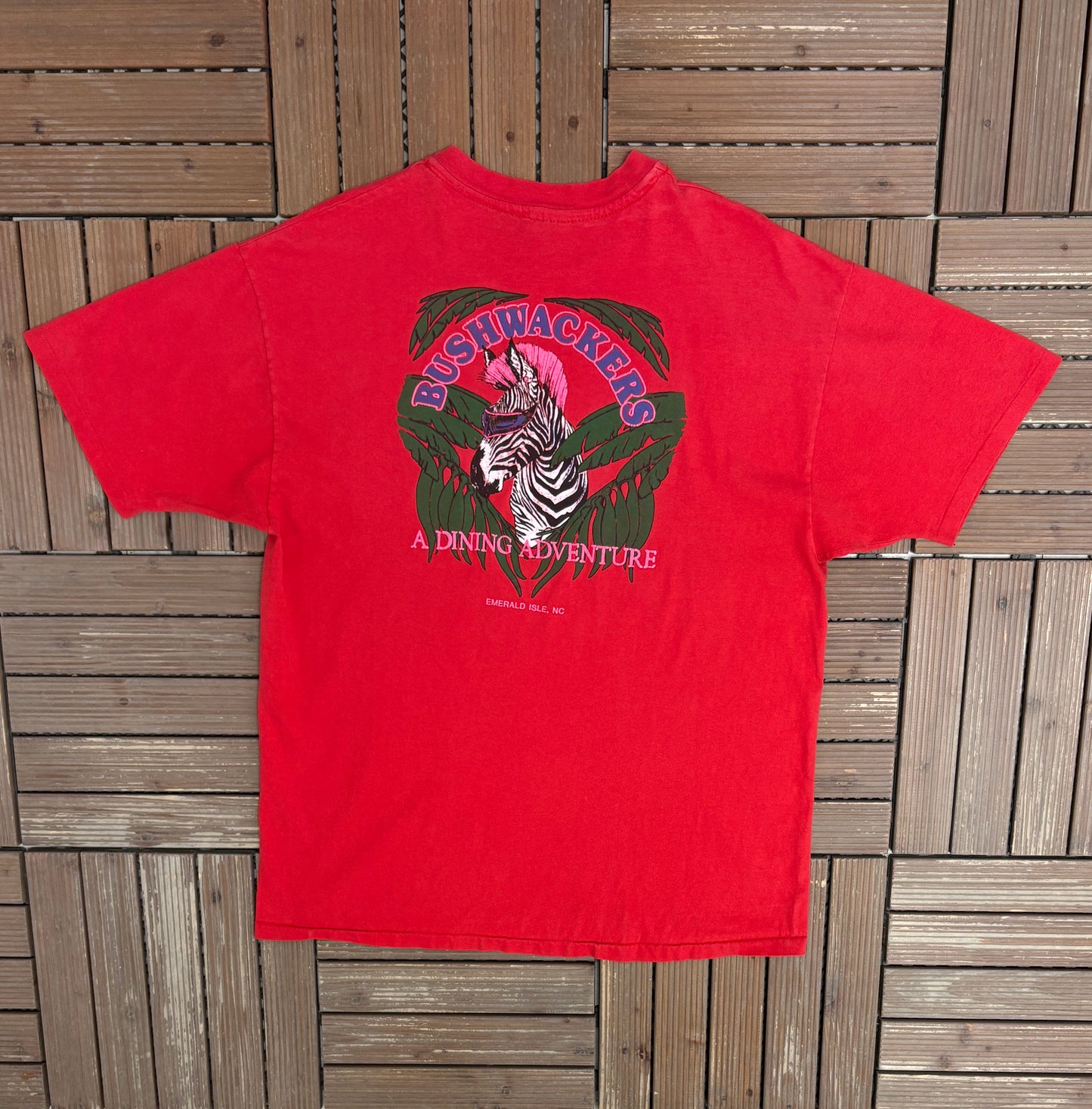 Bushwackers A Dining Adventure Graphic Tee | Size X-Large | Vintage 1990s Promotional Red T-Shirt |