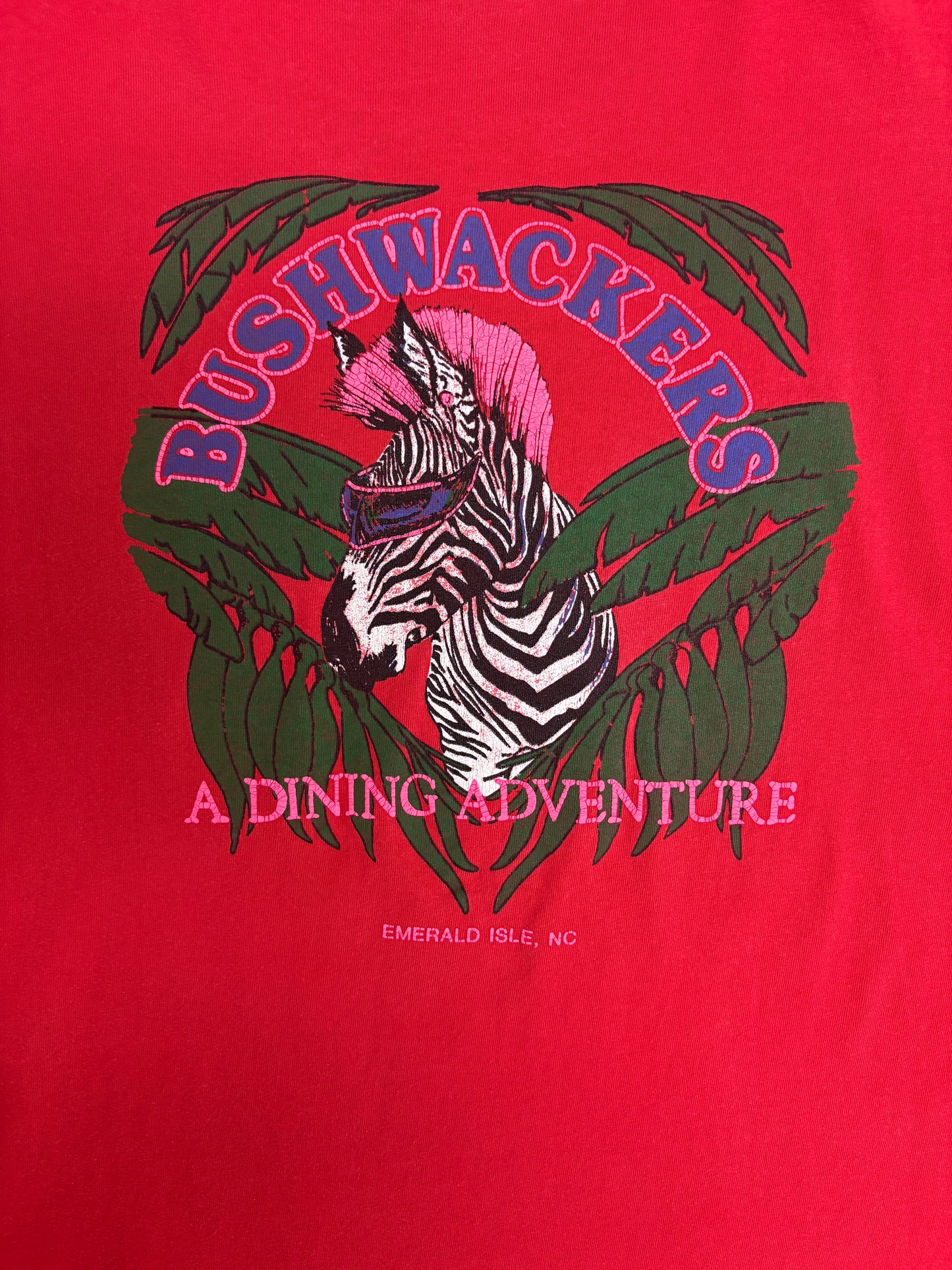 Bushwackers A Dining Adventure Graphic Tee | Size X-Large | Vintage 1990s Promotional Red T-Shirt |