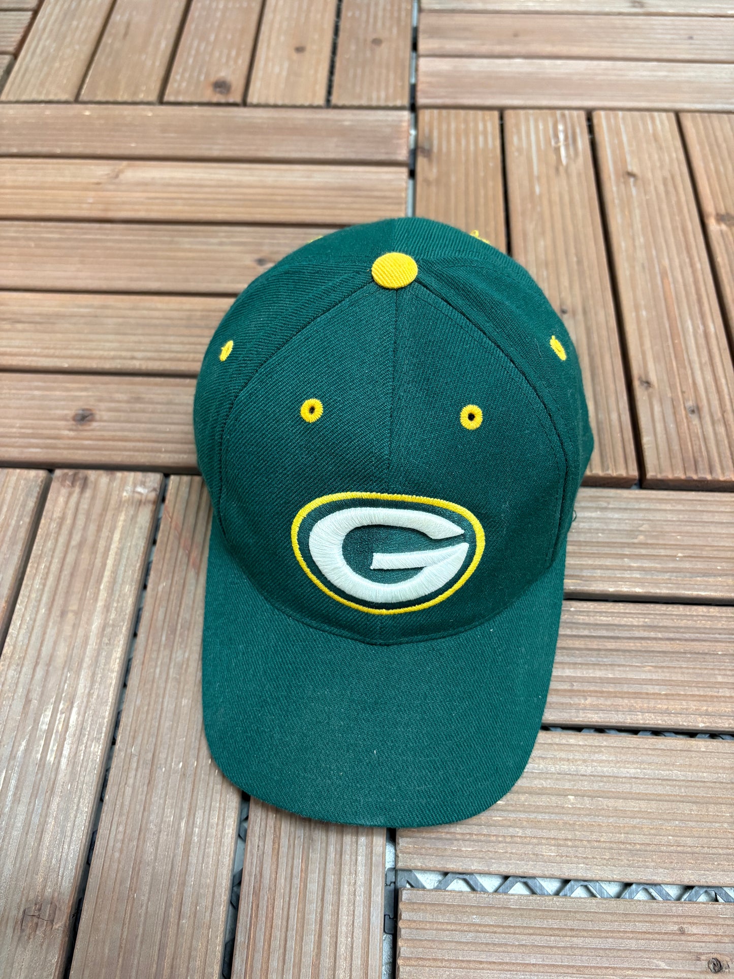 Green Bay Packers Graphic Hat | Snap Back | Vintage 1990s NFL Football Green Cap |