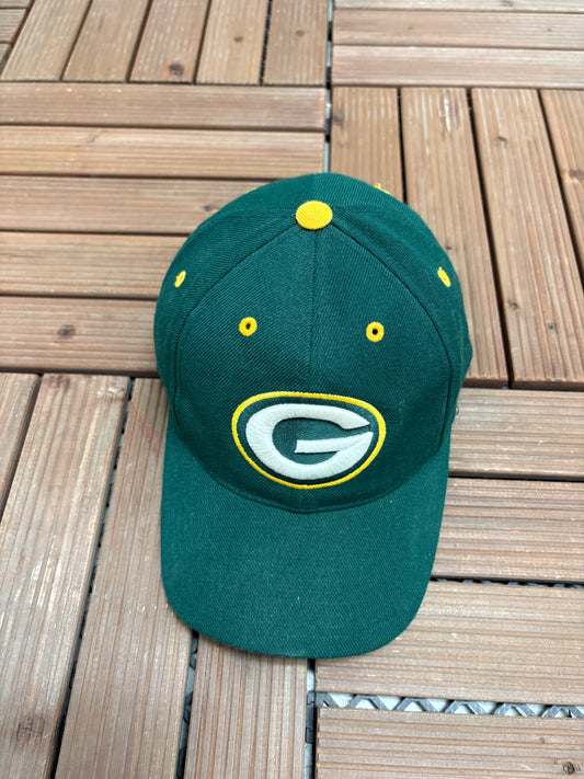 Green Bay Packers Graphic Hat | Snap Back | Vintage 1990s NFL Football Green Cap |