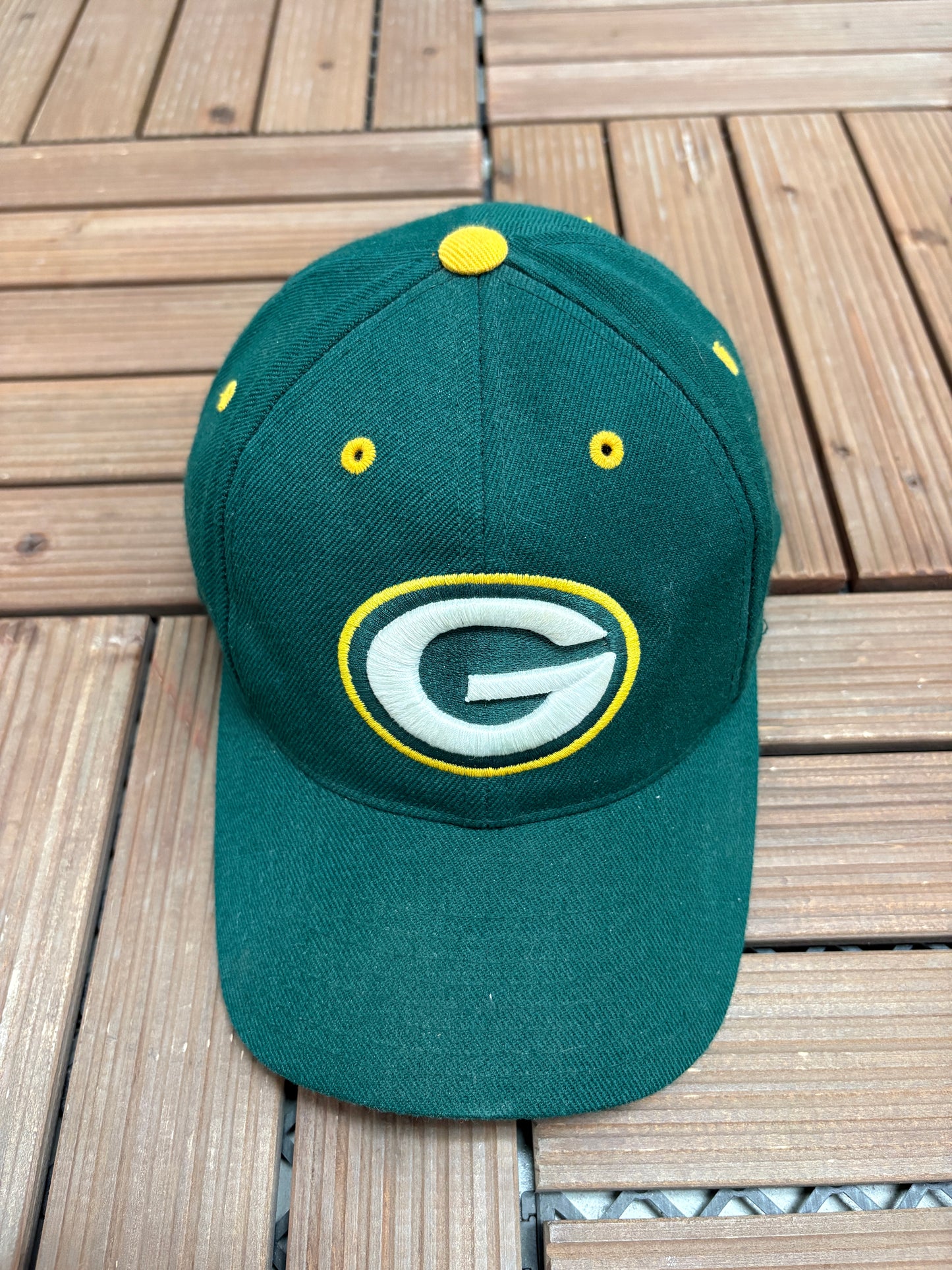 Green Bay Packers Graphic Hat | Snap Back | Vintage 1990s NFL Football Green Cap |