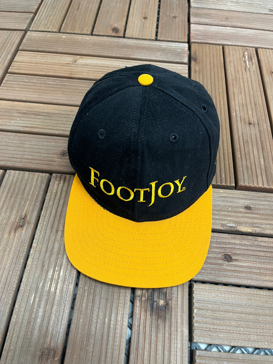 FootJoy Embroidered Graphic Hat | Size 7 1/2 | Vintage 1990s Branded Golf Black Cap |