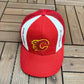Calgary Flames Stitched Graphic Hat | Snap Back | Vintage 1990s NHL Hockey Red Cap |
