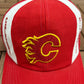 Calgary Flames Stitched Graphic Hat | Snap Back | Vintage 1990s NHL Hockey Red Cap |