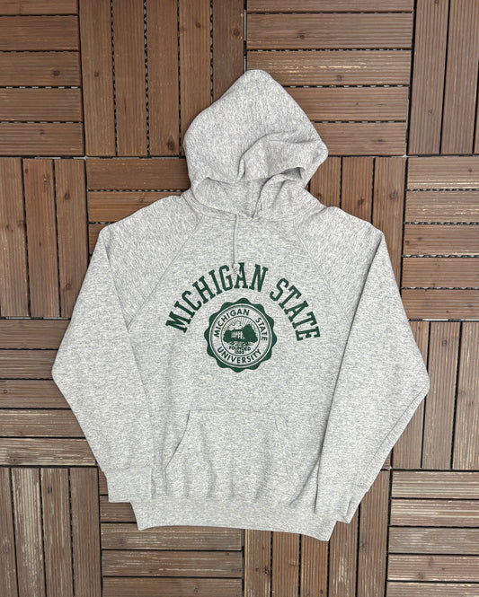 Michigan State Spartans Graphic Hoodie | Size X-Large | Vintage 1980s College Sports Grey Sweater |