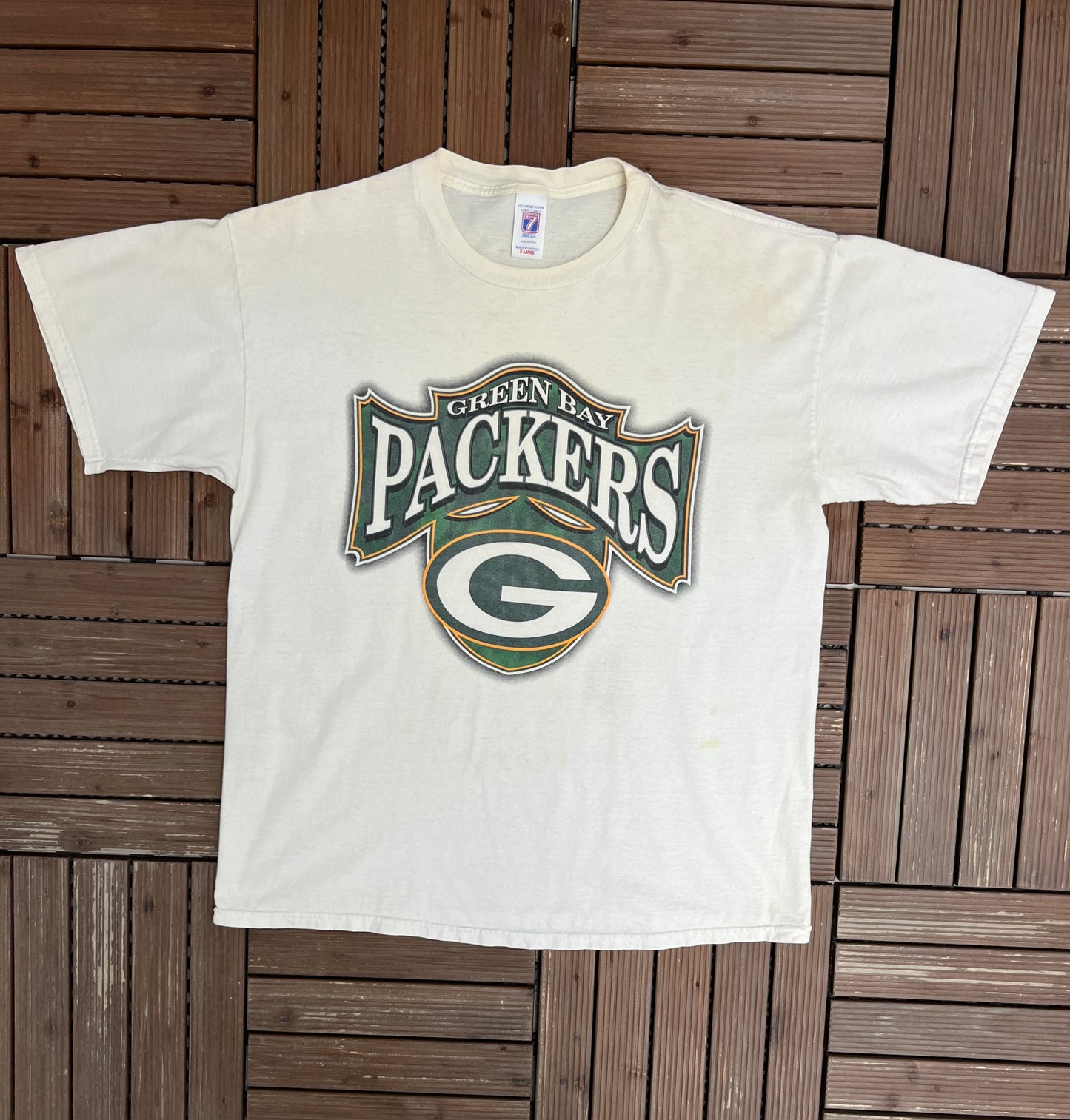 Green Bay Packers Graphic Tee | Size X-Large | Vintage 1990s NFL Football White T-Shirt |